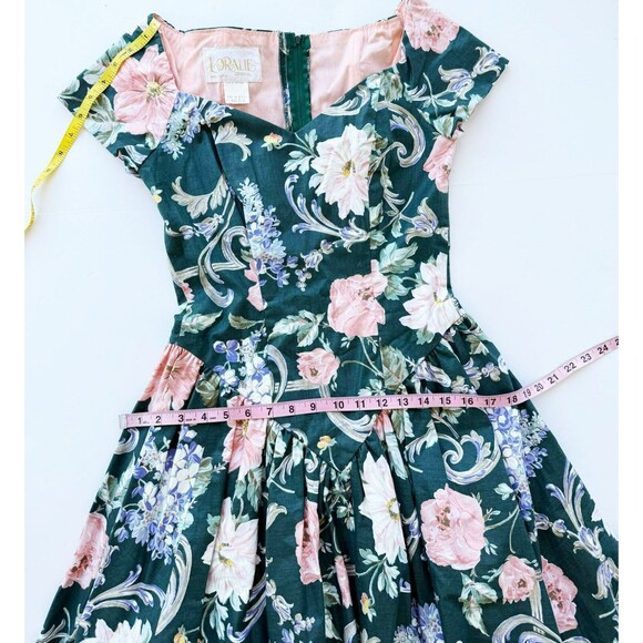 80's Vintage Loralie Floral Cotton Swing Square Dance Sweetheart Dress 6 fits XS - Picture 6 of 10